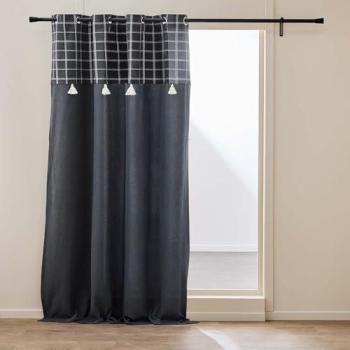 Rideau Tissé avec Pompons 140 x 240 cm Anthracite