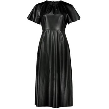 Zero Damen Midikleid in Lederlook, Schwarz, Gr. 38