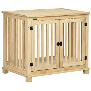 PawHut Medium Dog Crate End Table with Soft, Washable Cushion