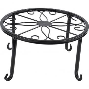 Juego de Soportes de Maceta Negra – 2 Piezas de Hierro Sólido