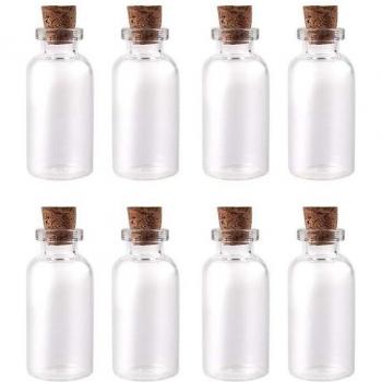 8 pcs Small glass bottles with cork stopper 22 x 50mm