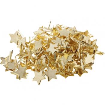 100 Gold Star Head Metal Brads for Scrapbooking - 14mm