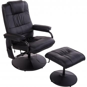 HOMCOM 2-St Massagesessel TV Sessel mit Liegefunktion, 360° Drehbar, 10 Massagepunkte, Fernbedienung, Kunstleder, Schwarz