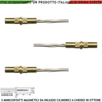 Minisensori Antifurto Incasso per Finestre con Contatto Reed NC - Set di 3