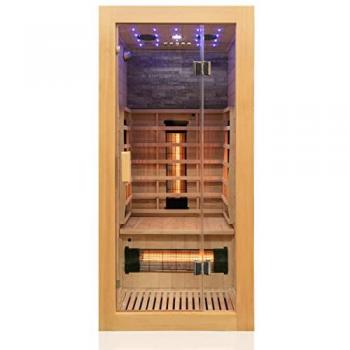 Dewello® Infrarotkabine Infrarotsauna MILTON 90cm x 90cm inkl. 4 Vollspektrumstrahler, Bodenstrahler, 1 Person, LED