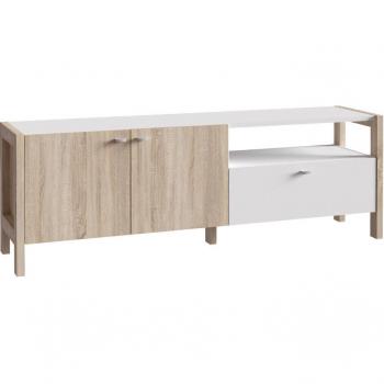 Módulo Televisión Bjorn 2 Puertas con Cajón Grande – Roble‑Blanco