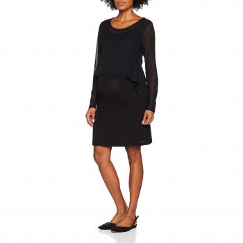 ESPRIT Maternity Damen Stillkleid Dress Mix Nursing Ls, Schwarz (Black 001), Größe L