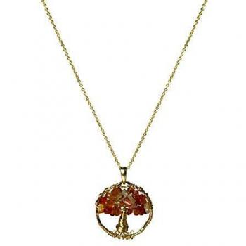 Collar Luxenter Budleia de aleación de metal y ágata roja con baño de oro 18K