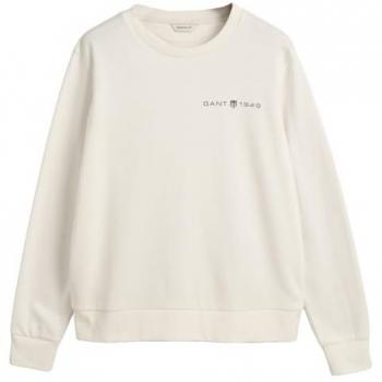 GANT Women’s Regular Fit C‑Neck Sweatshirt mit Grafik – 80 % Baumwolle / 20 % Polyester, XL, Beige