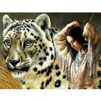 Set di Pittura Diamante 5D Tigre e Donna 20X30CM