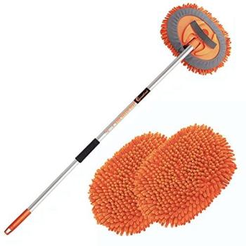 Set GreatCool Auto Wash 2‑en‑1 – Brosse Chenille Microfibre & Manche Extensible