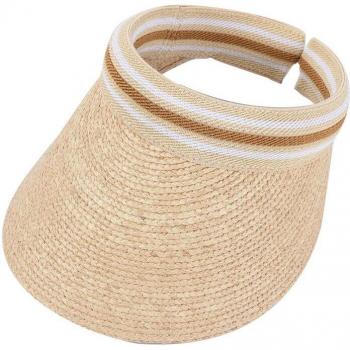 Colorful Raffia Sun Hat for Women - Natural Straw Beach Visor Cap