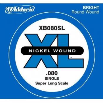 D'Addario XB080SL Nickel Wound Bass Guitar Single String, Super Long Scale, .080