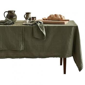 Nappe Carrée en Coton et Chanvre Kaki