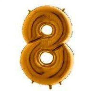 Palloncino Mylar Oro 102 cm a Forma di Numero 8 per Eventi Speciali