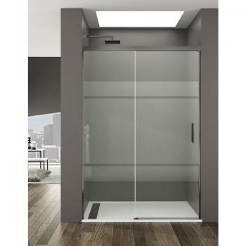 Mampara de Ducha Frontal Allstone Basic 1+1 Aluminio Titanio