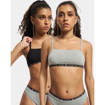 Calvin Klein Women's 2-Pack CK 1996 Unlined String Bralettes, Black/Multi - Size: S