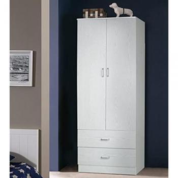 DMORA Guardaroba a 2 ante con barra appendiabiti, Armadio per camera da letto, Mobile moderno spazioso, Made in Italy, cm 80x52h190, colore Rovere