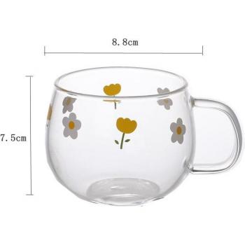 Glass Salad Plate with Hand-Painted Tulip - Modern French Design