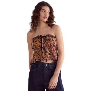 Leopard-Print Ruched Bandeau Dress – Mustard, Women's 4
