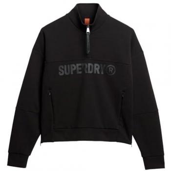 Superdry Women's Relaxed Half‑Zip Logo Sweatshirt – Black Green (M)