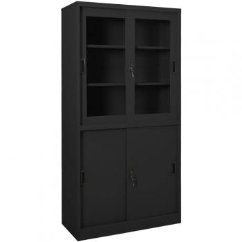 VidaXL Sliding Door Office Cabinet Anthracite 90x40x180 cm Steel