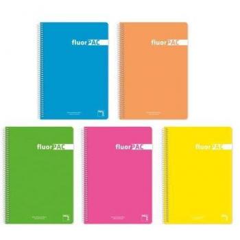 PACSA FluoroPack 80‑Sheet Color‑Coded Polypropylene Notebook