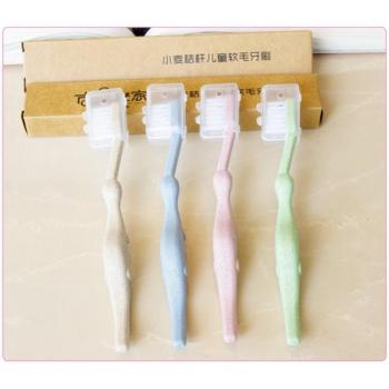 Natural Wheat Straw Toddler Toothbrush - Cartoon Design for Baby Oral Care #0713