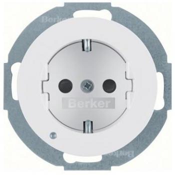 Berker 41092089 Schuko-Steckdose mit LED‑Leuchte R.1/R.3 in polarweißer Glanzfarbe