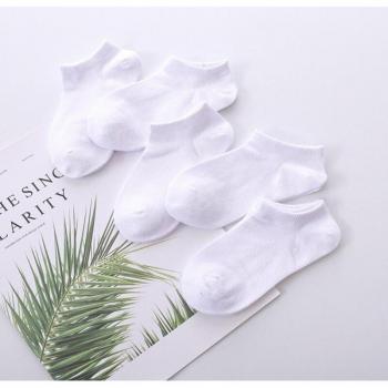 5 Pairs of Thin Cotton Sport Socks for Boys and Girls - White