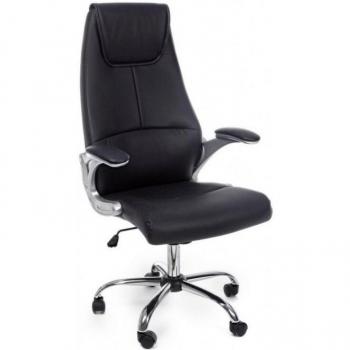 Poltrona Camberra Nera con Braccioli Ecopelle 55x61cm