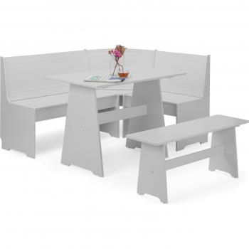 Newport Rectangular Corner Dining Table with 2 Benches Grey