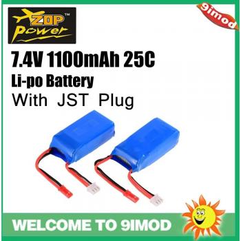 ZOP Power 7.4V 1100mAh 25C 2S Rechargeable Lipo Battery