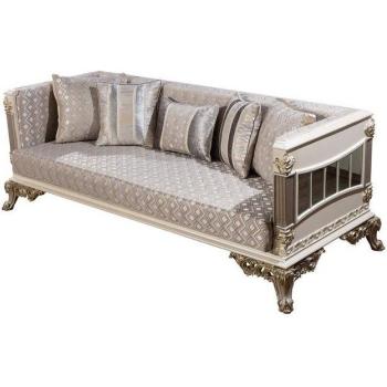 Casa Padrino – Exklusives Barock Sofa mit reflektierendem Finish in Silber, Weiß, Grau und Gold