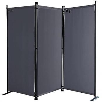 Paravento da Giardino 170 x 165 cm 3 parti pieghevole Divisorio in Tessuto Protezione della Privacy Grigio