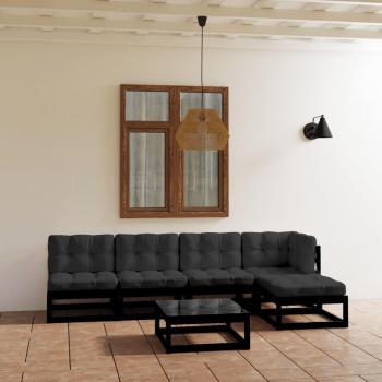 VidaXL 6-tlg. Lounge-Set für den Garten mit Kissen aus Kiefernholz