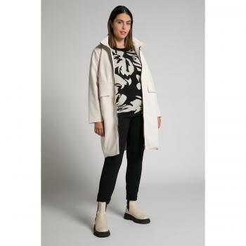 Plus Size Floral Jacquard Round Neck Sweater, Women, Black, Size 36/38, Synthetic Fibers/Cotton