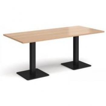 Brescia 1800mm × 800mm Dining Table – Beech Finish, Black Square Base