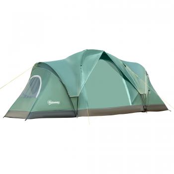 Outsunny Kuppelzelt für 5-6 Personen, Polyester, Armeegrün + Schwarz, 4,55x2,3x1,8m