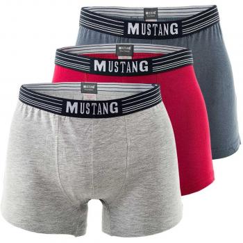 MUSTANG Boxershort 3er Pack XL – Blau, Graumeliert, Rot – Herren Baumwolle/Elasthan