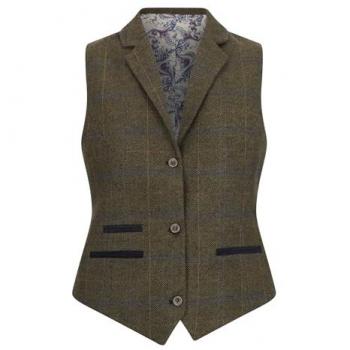 Infinity Leather Women’s Tweed Herringbone Check Blazer – Size 14
