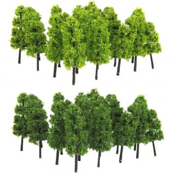 Paisaje Ferroviario Verde Oscuro y Claro – 20 Piezas a Escala 1/200