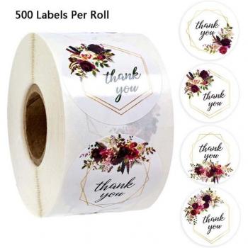500pcs Round Floral Thank You Stickers 1inch for Wedding Party Envelope Seal