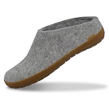 Glerups DK Hüttenschuhe Herren – Graue Pantoffeln aus Naturkautschuk (36)