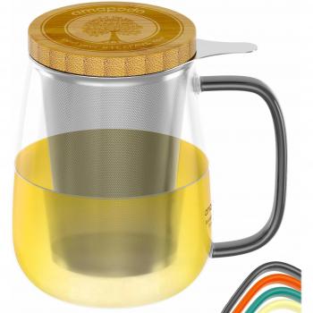 Amapodo Teetasse Glas groß mit Henkel 700ml