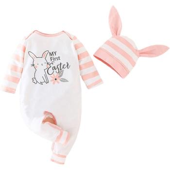 Ensemble de Pâques pour bébés, chapeau lapin et manches longues, 0-3 ans