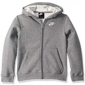 Nike B NSW Hoodie FZ Club Sweatshirt Boy, Carbon Heather/Smoke Grey/(White), FR : M (Taille Fabricant : M)
