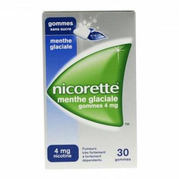 Nicorette Menthe Glaciale 4 Mg Sans Sucre Gomme À Mâcher Médicamenteuse Édulcorée Au Xylitol Et À L'Acesulfame Potassique B/30
