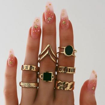 Conjunto de joyas vintage: 13 anillos geométricos metálicos para mujer y adolescente