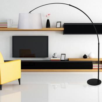 Arco Luminoso Steinhauer: Lámpara Negra para Pie con Base E27 y Diseño en Metal Trenzado